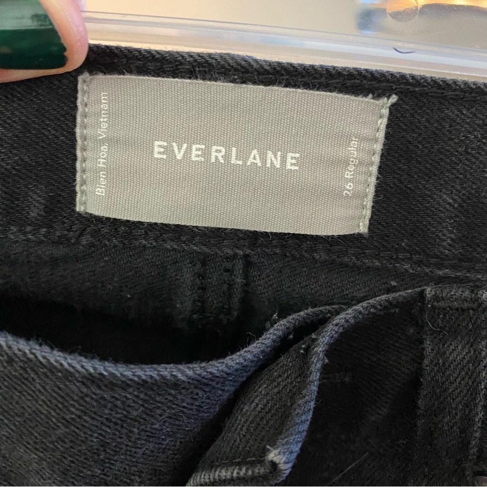 Everlane Jeans Womens 26 XS High Rise Regular Black Slim Straight Soft Stretch - Picture 4 of 7